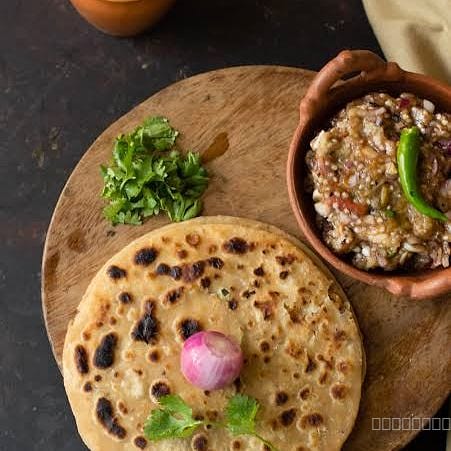 DINNER-Sattu paratha(3) with aaloo- baigan chokha