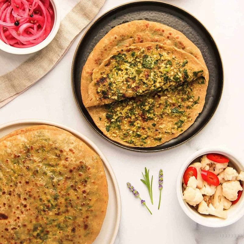 Paneer paratha (3) with curd