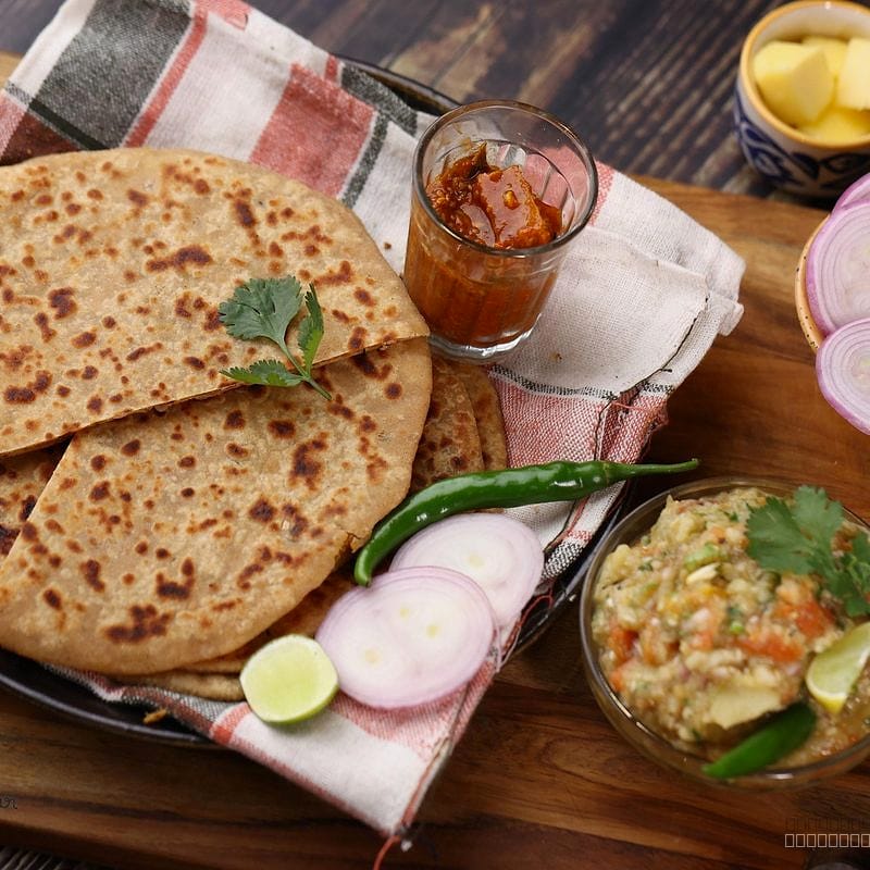 SATTU PARATHA WITH BAIGAN AALOO CHOKHA