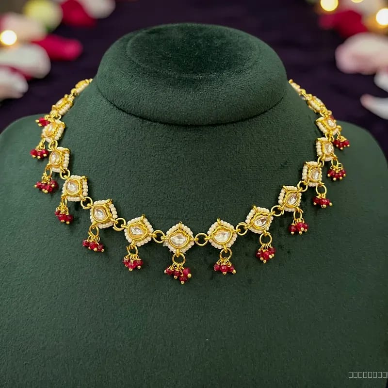 kundan pink necklace set