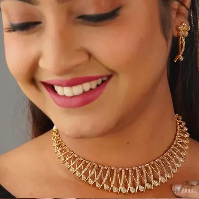 designer gold AD studded necklace set