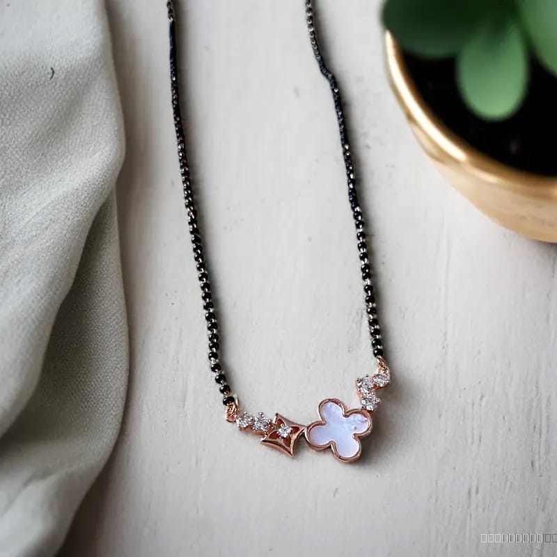 clover rose gold mangalsutra