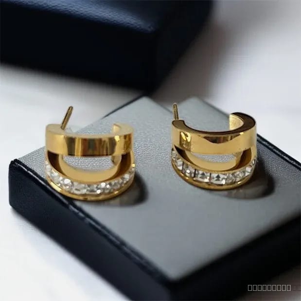 AD studded small hoops
