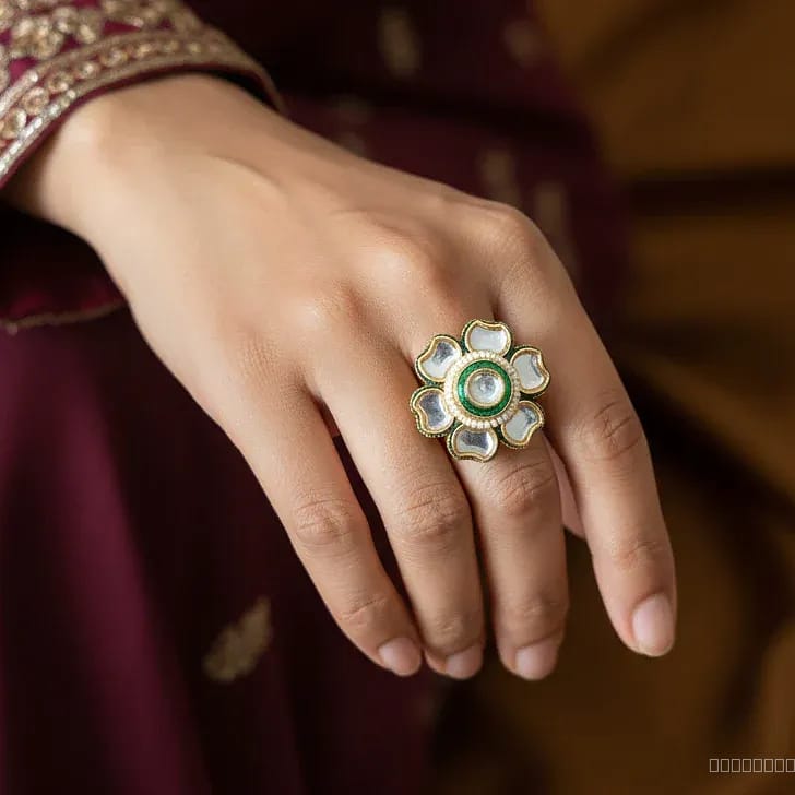 flower kundan ring