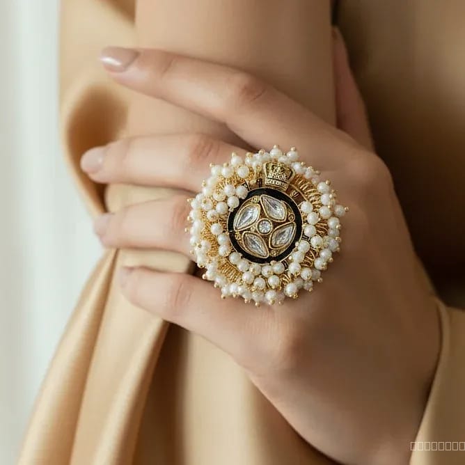 kundan pearl ring