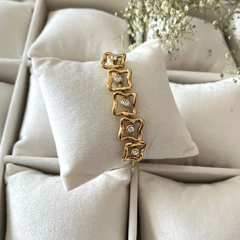 square AD gold cuff bracelet