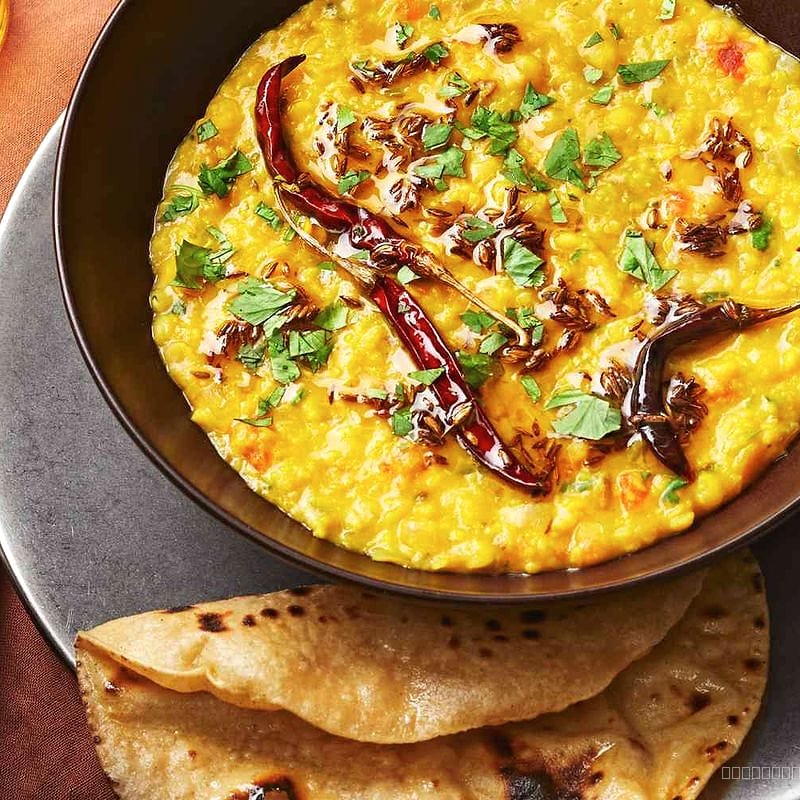 Dal fry with roti 