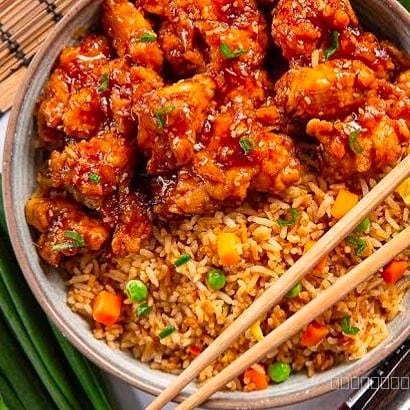 (Dinner)Honey garlic chicken with garlic rice 
