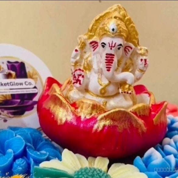 🐘🌸Ganesh Ji + Coloured Lotus Combo