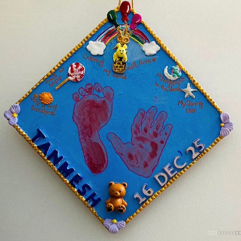 🌈 Personalised BabyKeepsake Board 8 Inch 👣💙