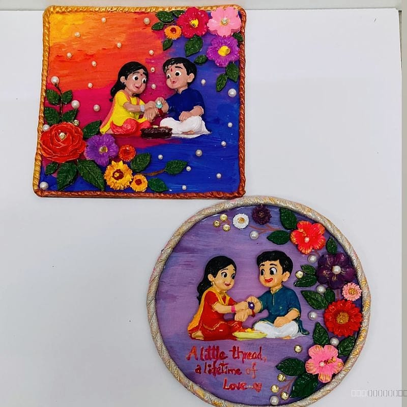 Handcrafted 6-inch Rakhi decor. ❤️💛